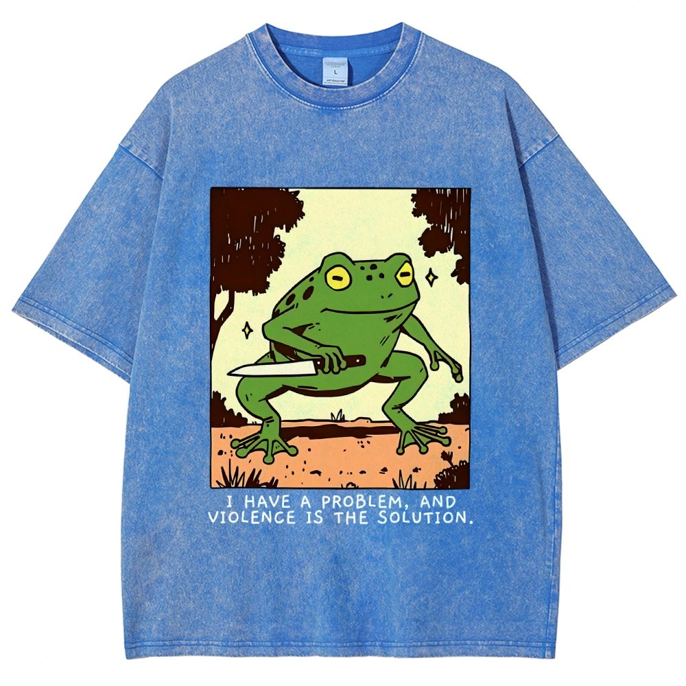 Frog Violence Vintage Distressed T-shirt
