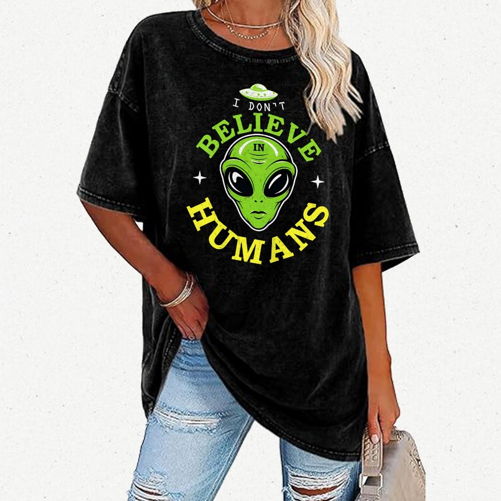 I Don't Believe in Humans Vintage Distressed T-shirt