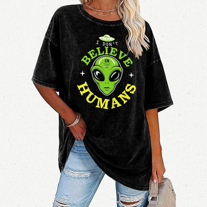I Don't Believe in Humans Vintage Distressed T-shirt