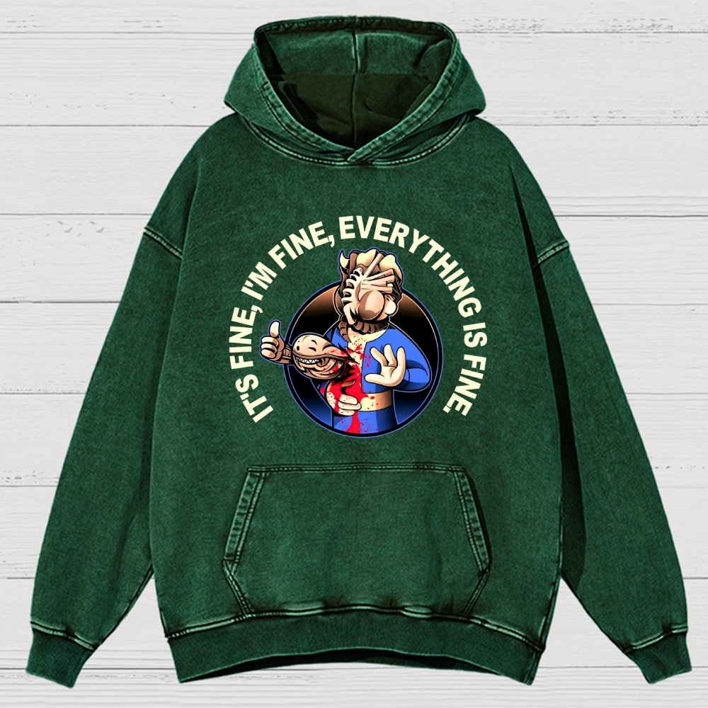 I'M Fine Everything Is Fine Vintage Distressed Hoodie