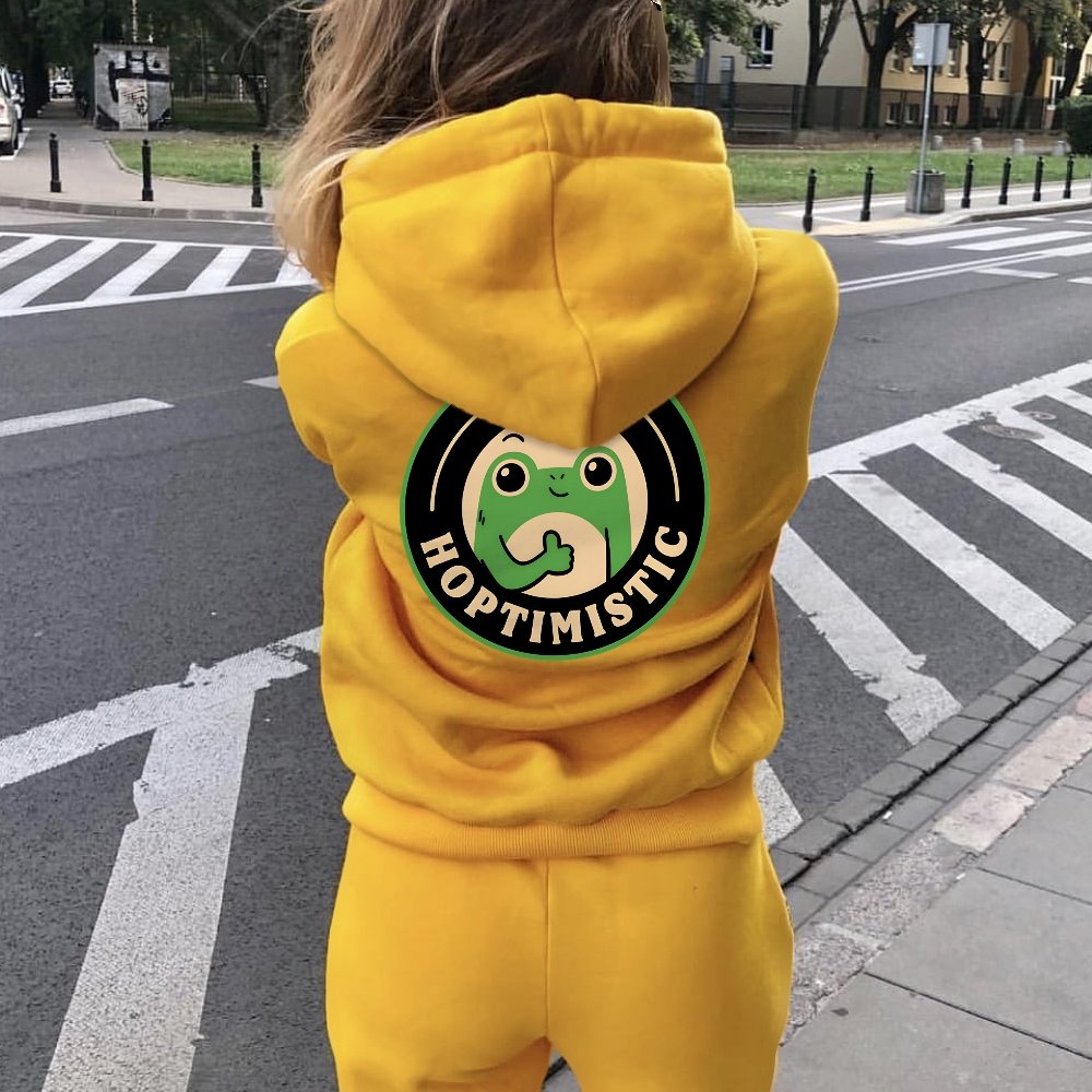 Stay Hoptimistic Printed Back Unisex Cotton Hoodie