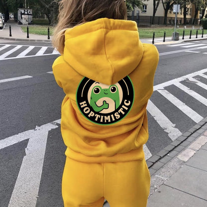 Stay Hoptimistic Printed Back Unisex Cotton Hoodie