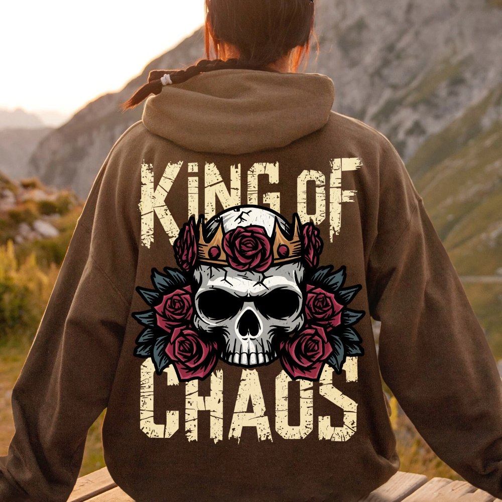King Of Chaos Printed Back Cotton Hoodie