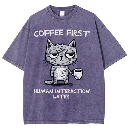 Coffee Firtst Vintage Distressed T-shirt