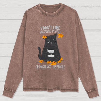 No Mornings No People Washed Long Sleeve Tee