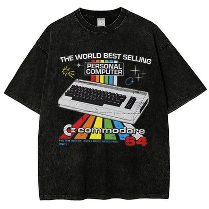 Retro Games Commodore 64 Personal Computer Vintage Distressed T-shirt