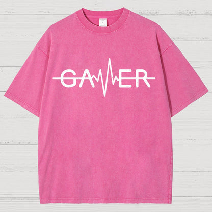 Gamer Heartbeat Vintage Distressed T-shirt