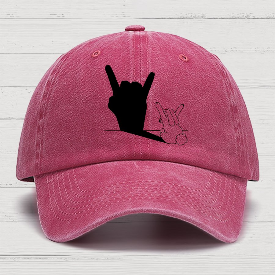 Rabbit Rock and Roll Hand Shadow Meme Style Unisex Gamer Movie Music Hat
