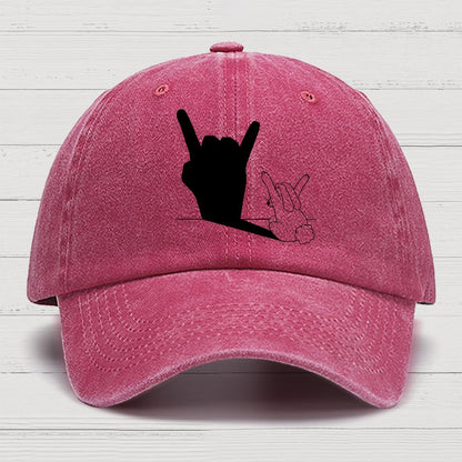 Rabbit Rock and Roll Hand Shadow Meme Style Unisex Gamer Movie Music Hat