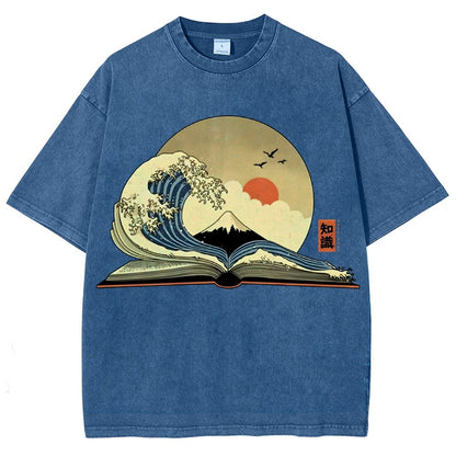 The Great Wave of Knowledge Vintage Distressed T-shirt