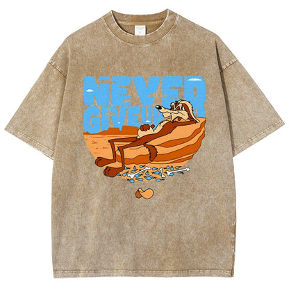 Never Give Up Vintage Distressed T-shirt