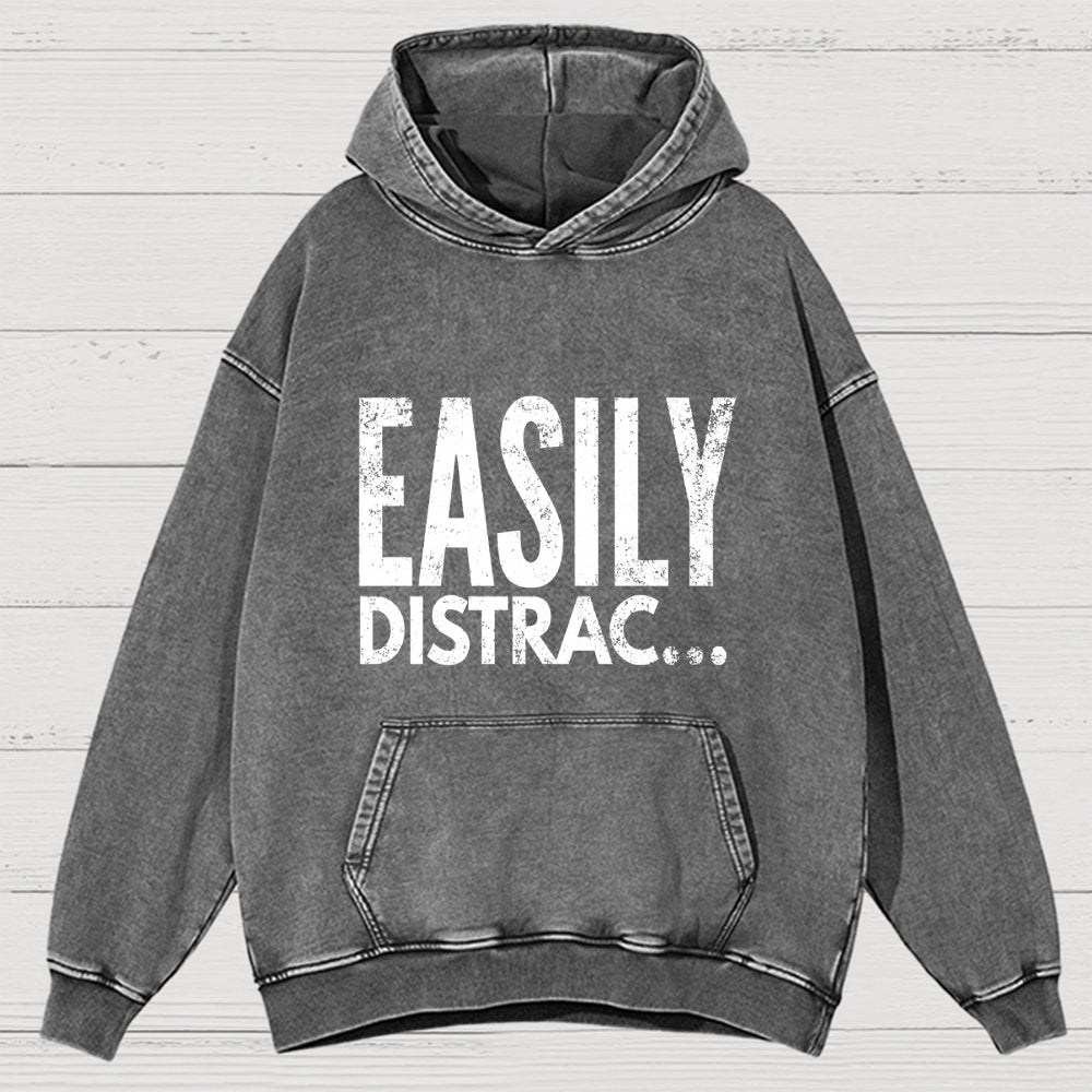 Easily Distrac  Vintage Distressed Hoodie