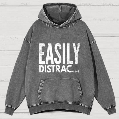 Easily Distrac  Vintage Distressed Hoodie