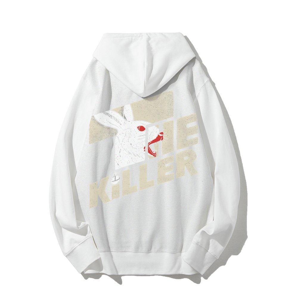 Mysterious Rabbit Printed Back Unisex Cotton Hoodie