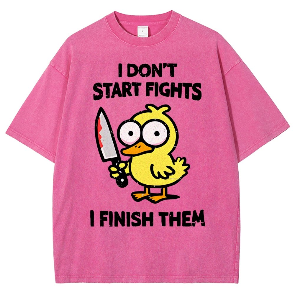I Don't Start Fights Vintage Distressed T-shirt