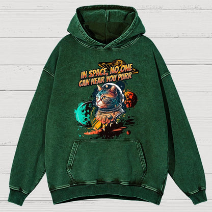 In Space No One Can Hear You Purr Vintage Distressed Hoodie