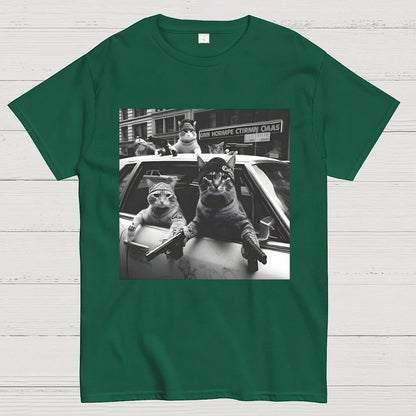 Funny Cat Gang Vintage Unisex Geek T-Shirt
