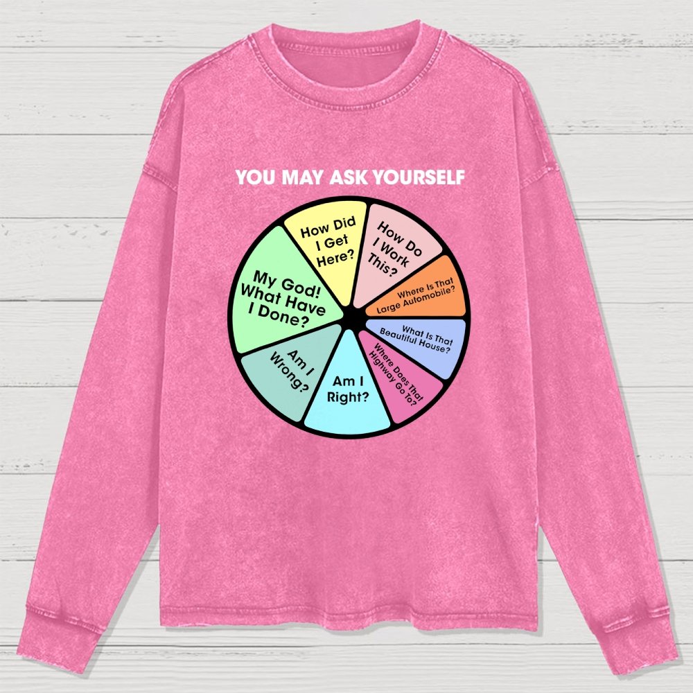 You May Ask Yourself Washed Long Sleeve Tee