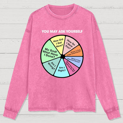 You May Ask Yourself Washed Long Sleeve Tee