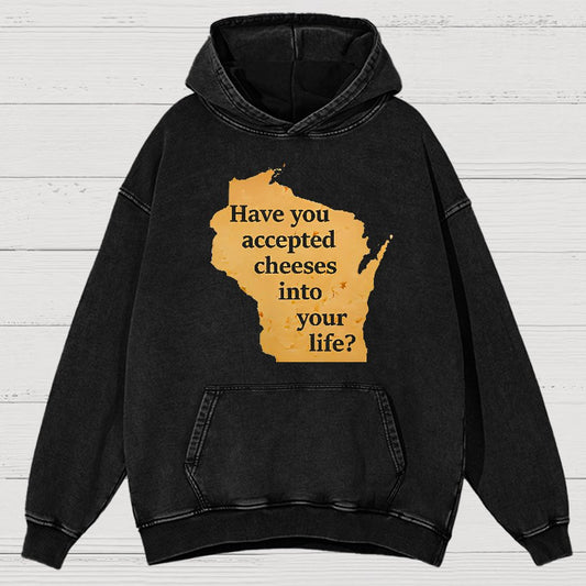 Wisconsin Cheese Pun Vintage Distressed Hoodie