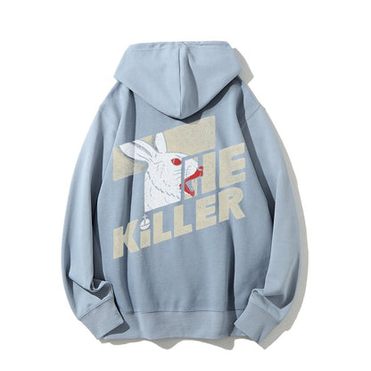 Mysterious Rabbit Printed Back Unisex Cotton Hoodie