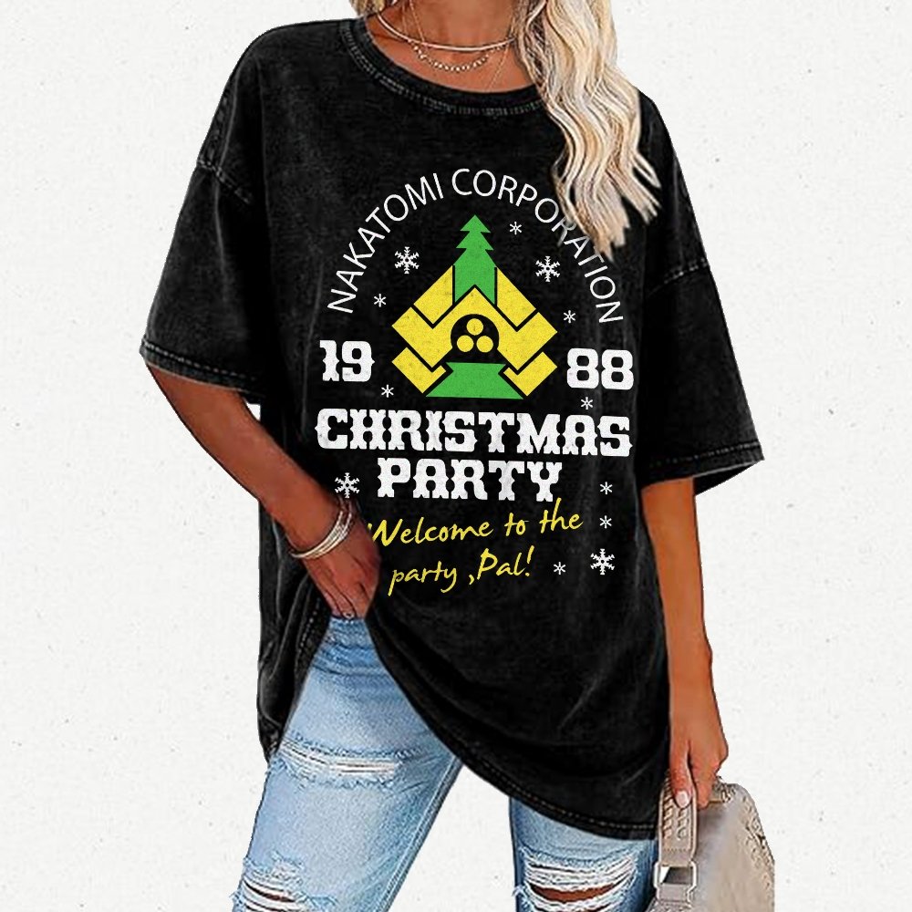 Nakatomi Christmas Party Vintage Distressed T-shirt