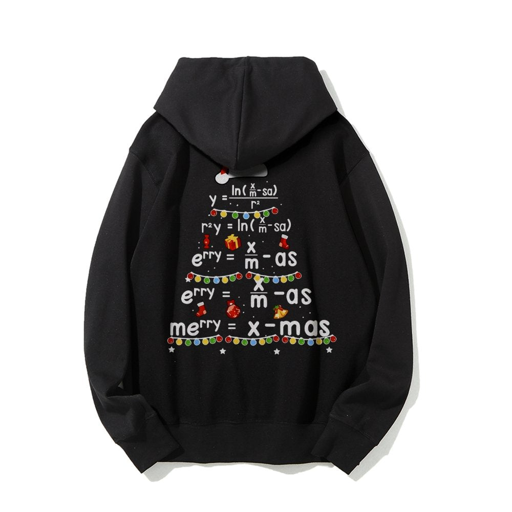 Christmas Math Printed Back Unisex Cotton Hoodie