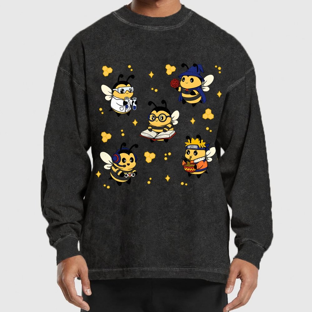 Nerdy Bees Squad Washed Long Sleeve Tee