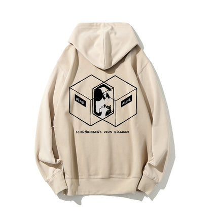 Schrodingers Venn Diagram Printed Back Unisex Cotton Hoodie