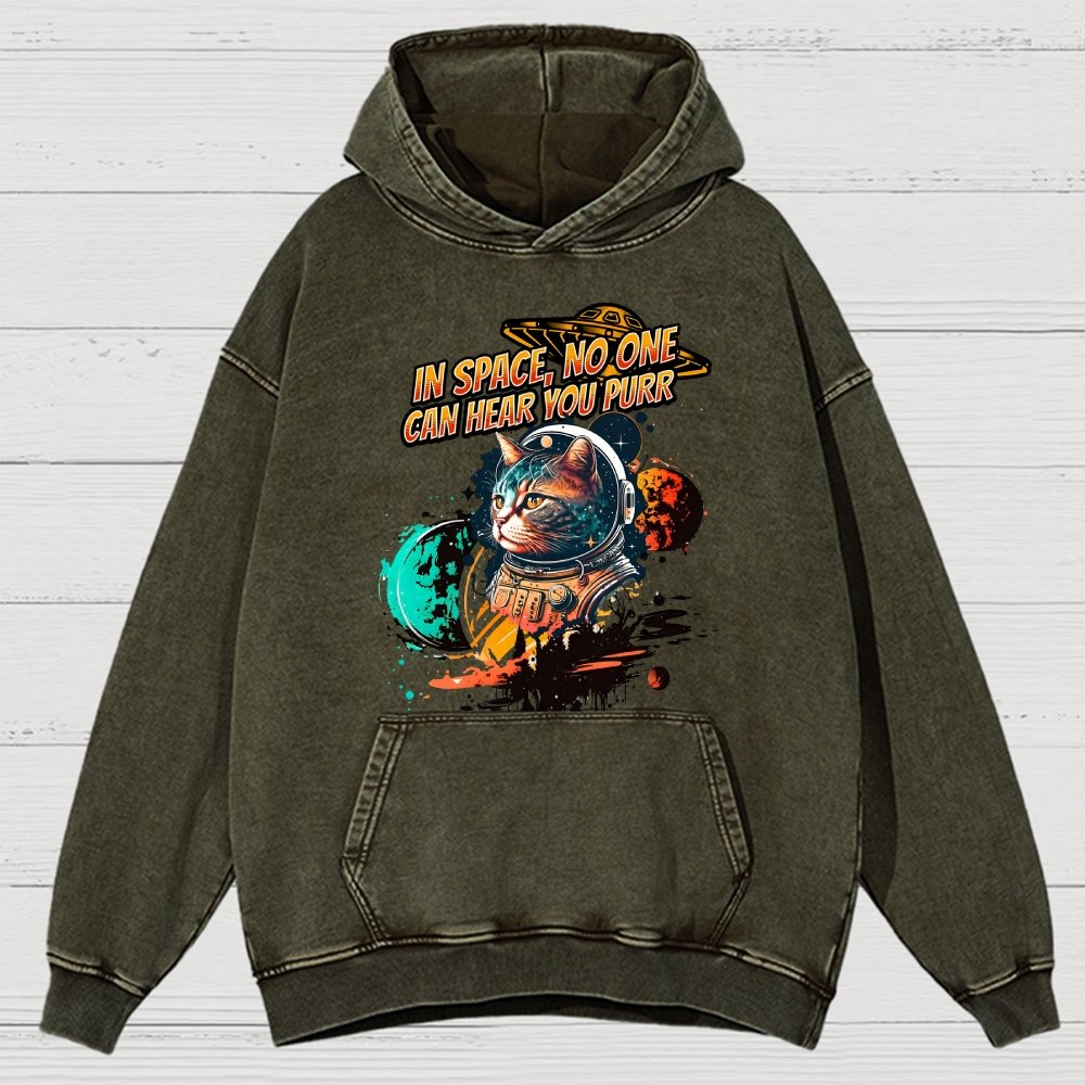 In Space No One Can Hear You Purr Vintage Distressed Hoodie