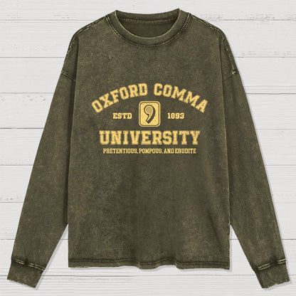 Oxford Comma University Washed Long Sleeve Tee