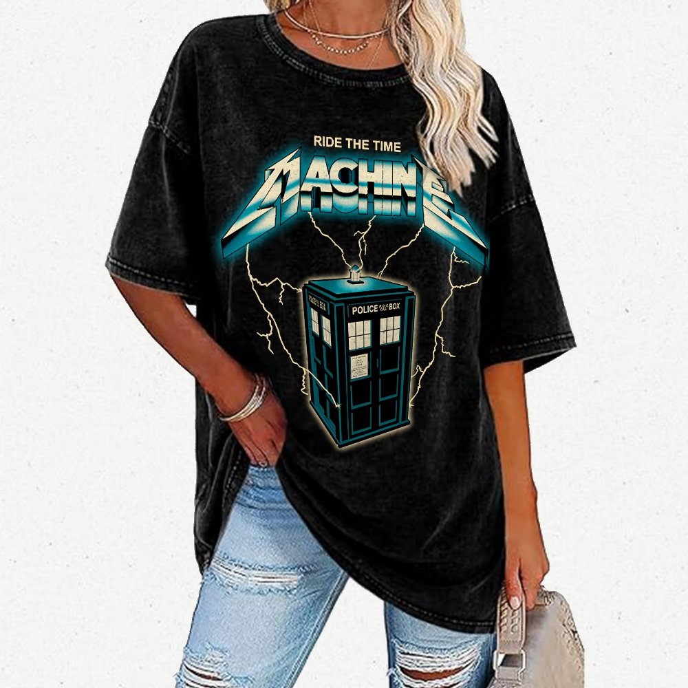 Ride the Time Machine Vintage Distressed T-shirt