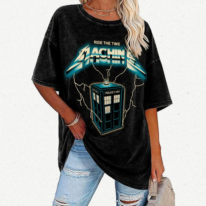 Ride the Time Machine Vintage Distressed T-shirt