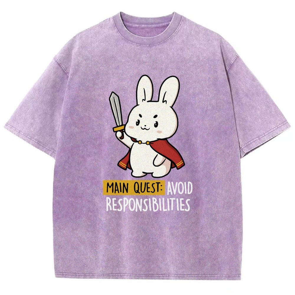 Main Quest Avoid Responsibilities Vintage Distressed T-shirt