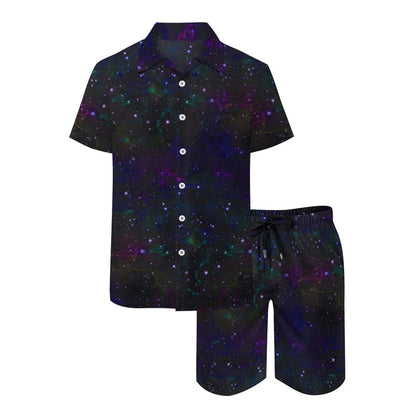 Cool Starry Sky Print Hawaiian Shirt Set