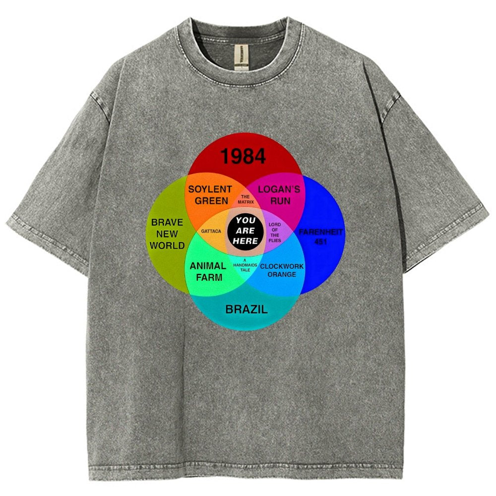 Dystopian Venn Diagram You Are Here Vintage Distressed T-shirt