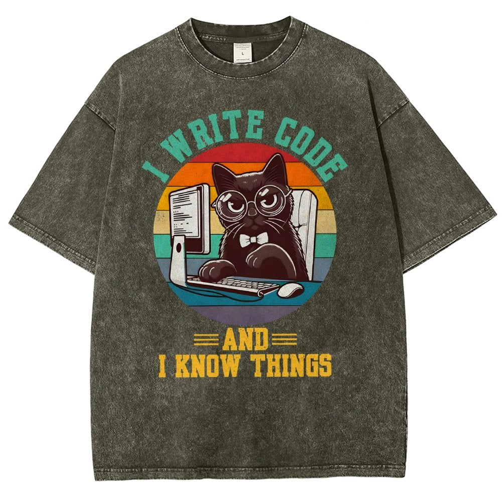 I Write Code And I Know Thing Vintage Distressed T-shirt