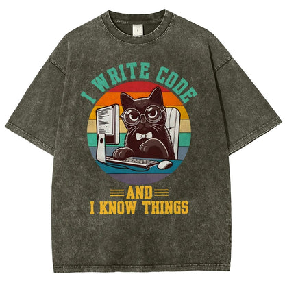 I Write Code And I Know Thing Vintage Distressed T-shirt