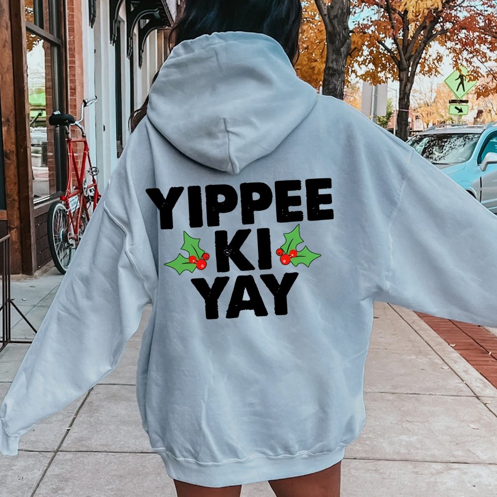 Yippee-Ki-Yay Printed Back Unisex Cotton Hoodie