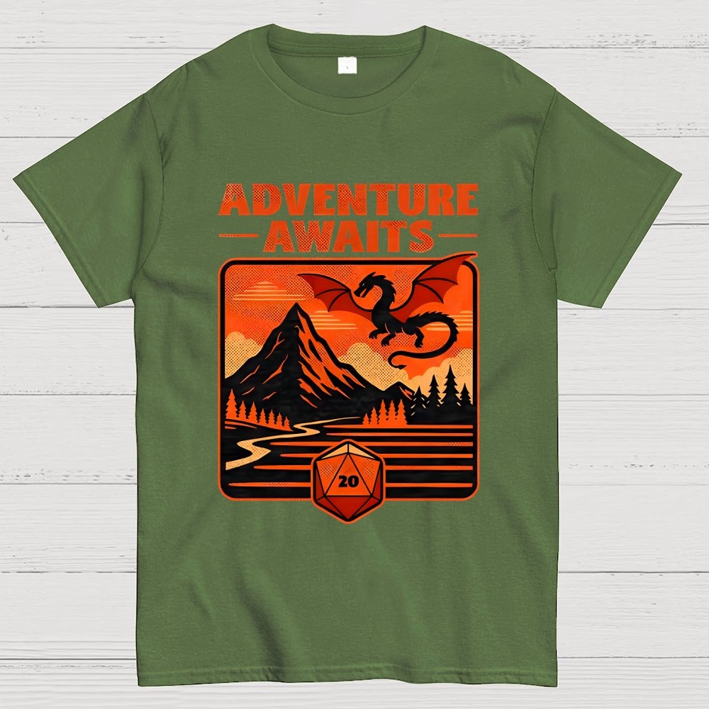 RPG Vintage Adventure Dragon Geek T-Shirt