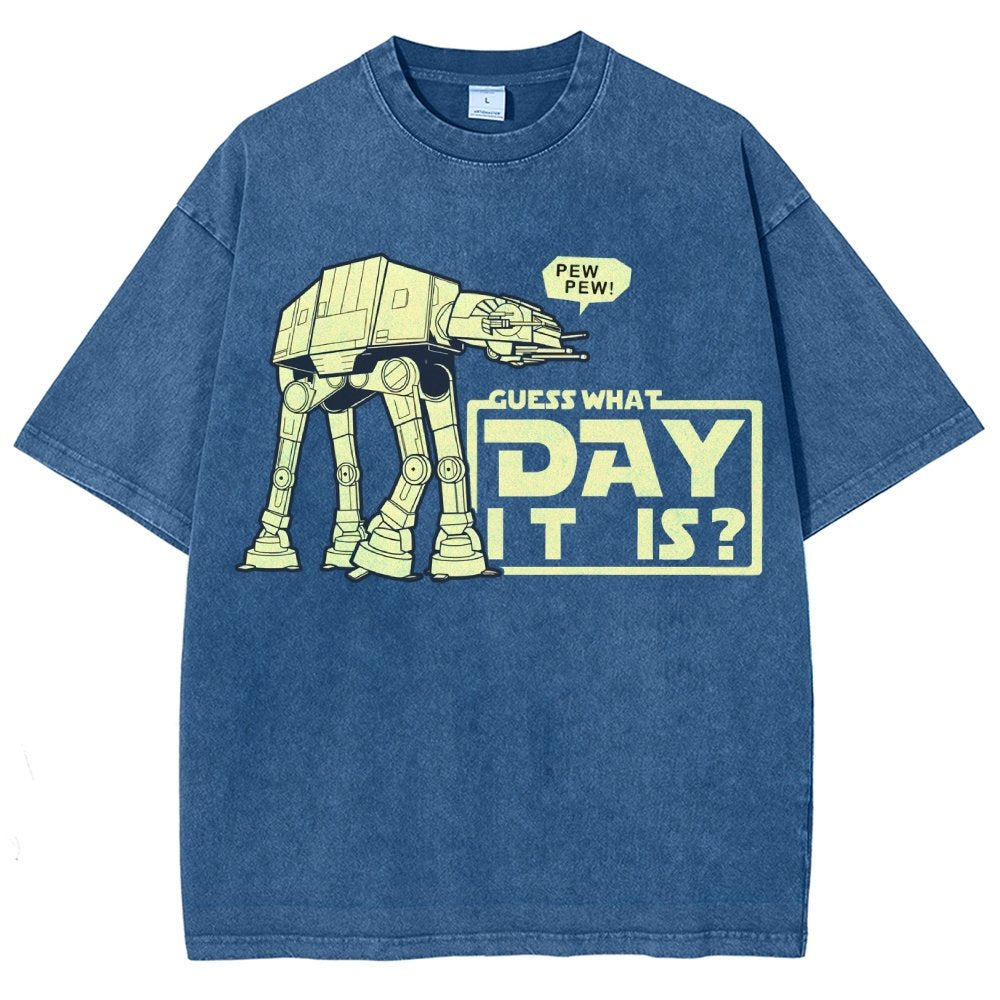 Pew Pew！Guess What Day It Is？ Vintage Distressed T-shirt