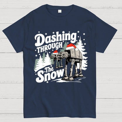 Mystery Robot Dog Crosses the Snow Christmas Geek T-Shirt