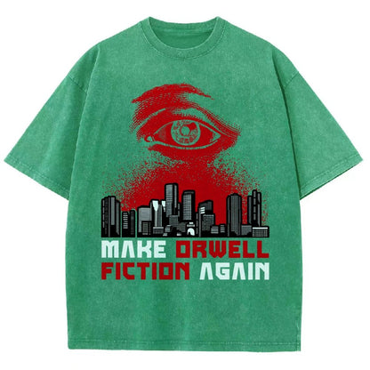 Damen Make Orwell Fiction Again Vintage Distressed T-shirt
