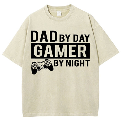 Dad By Day Gamer By Night Vintage Distressed T-shirt