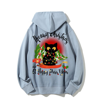 Happy Purr Year Printed Back Unisex Cotton Hoodie