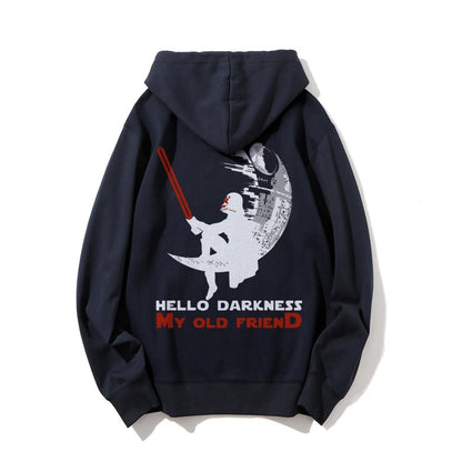 Hello Darkness My Old Friend Printed Back Unisex Cotton Hoodie
