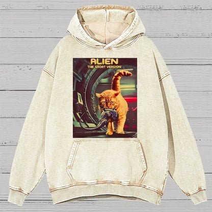 Mystery Cat Heavy Vintage Distressed Hoodie