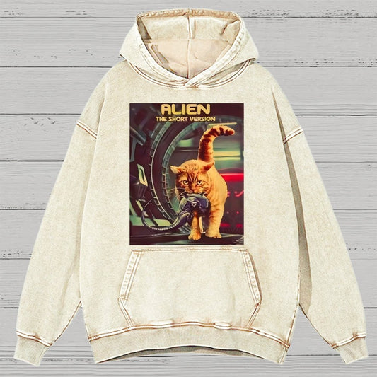 Mystery Cat Heavy Vintage Distressed Hoodie