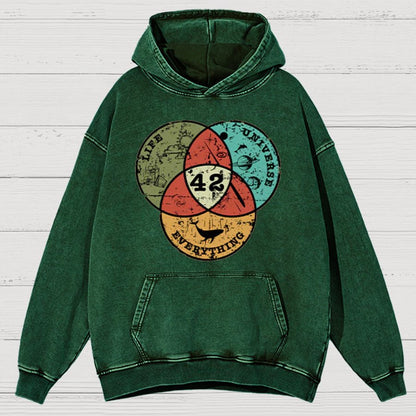 Life, the Universe & Everything Nerdy Graphic Cotton Vintage Distressed Hoodie