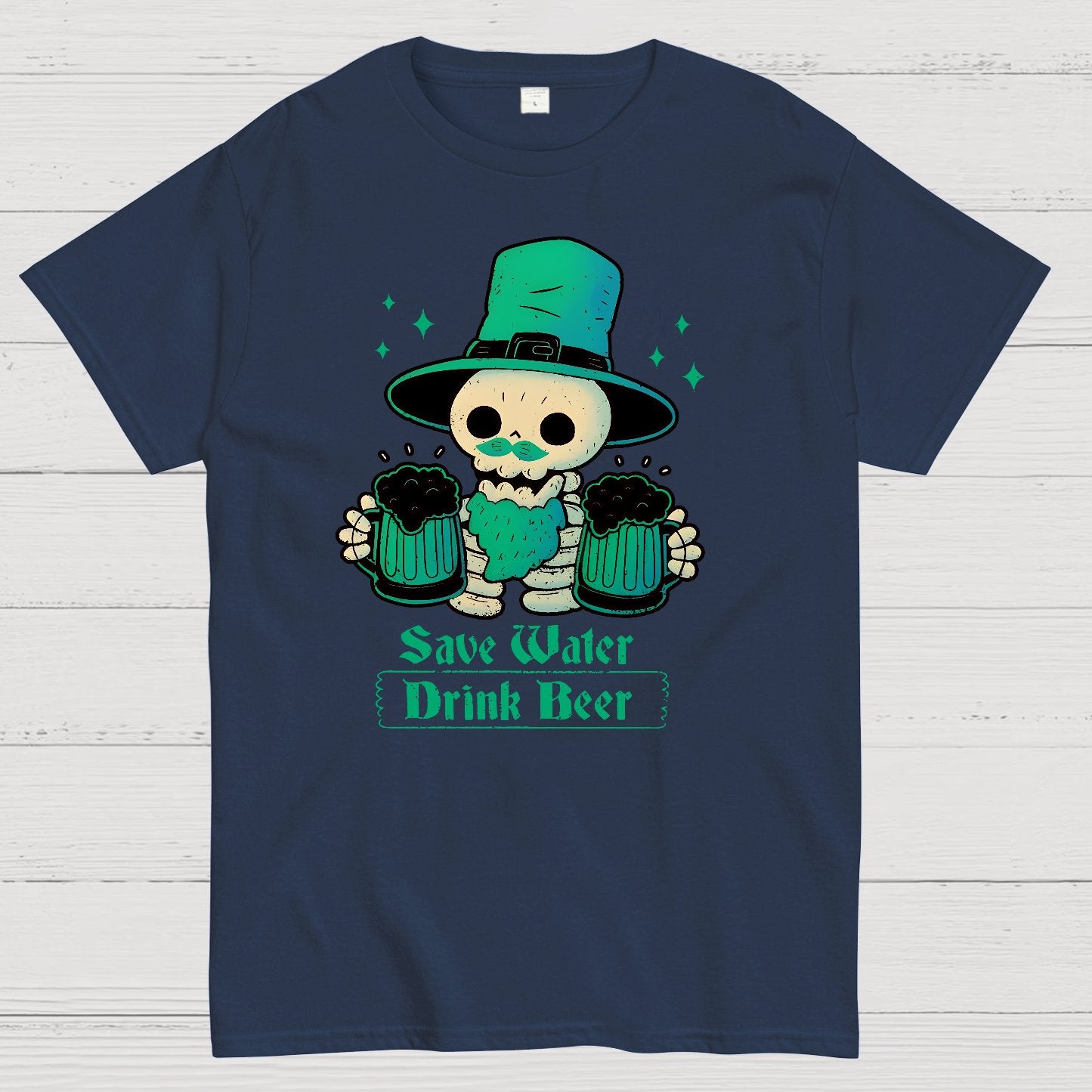 Skeleton St Patrick drinks Beer Geek T-Shirt